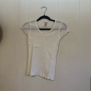 Abercrombie White Button v neck